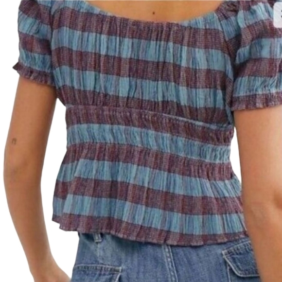 Free People Vivi smocked striped off shoulder top - Picture 2 of 11